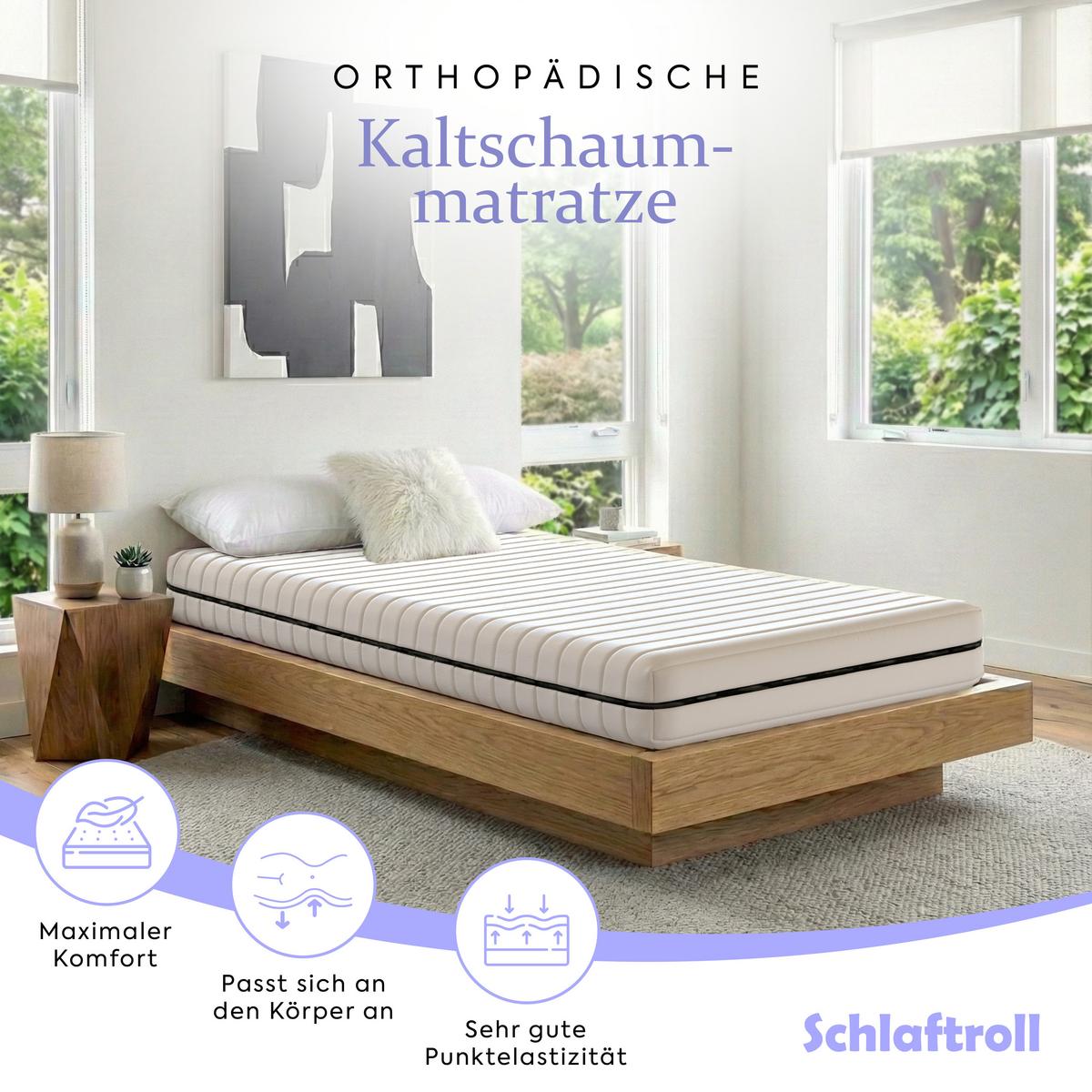 KALTSCHAUMMATRATZE 140x200 18 cm H3 für eine festere Unterstützung - Weiß, Textil (140/200cm) - Schlaftroll