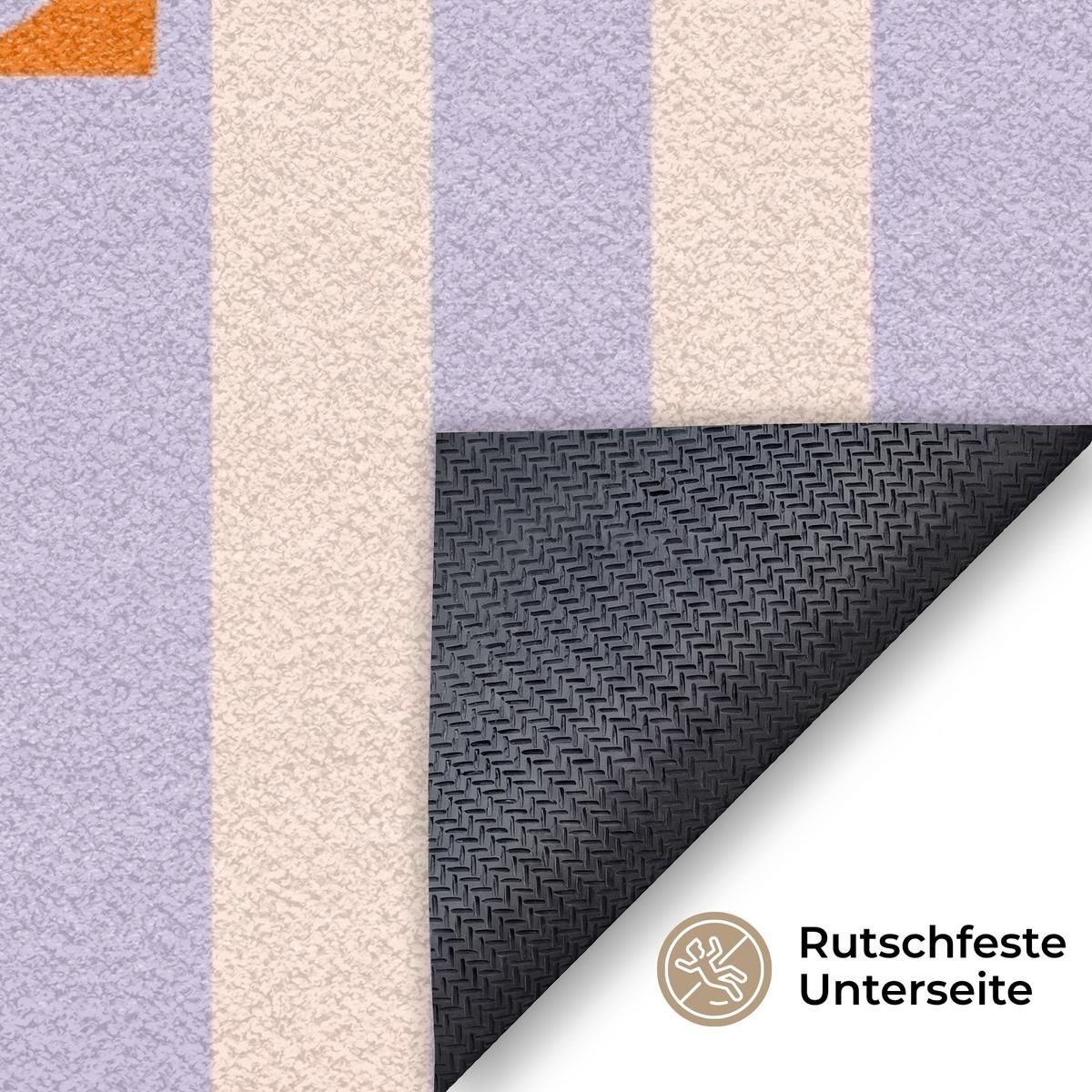 FUSSMATTE Lila – Orange – Streifen – Startseite 120x80 cm - Flieder, Kunststoff (120/0.4cm) - MuchoWow