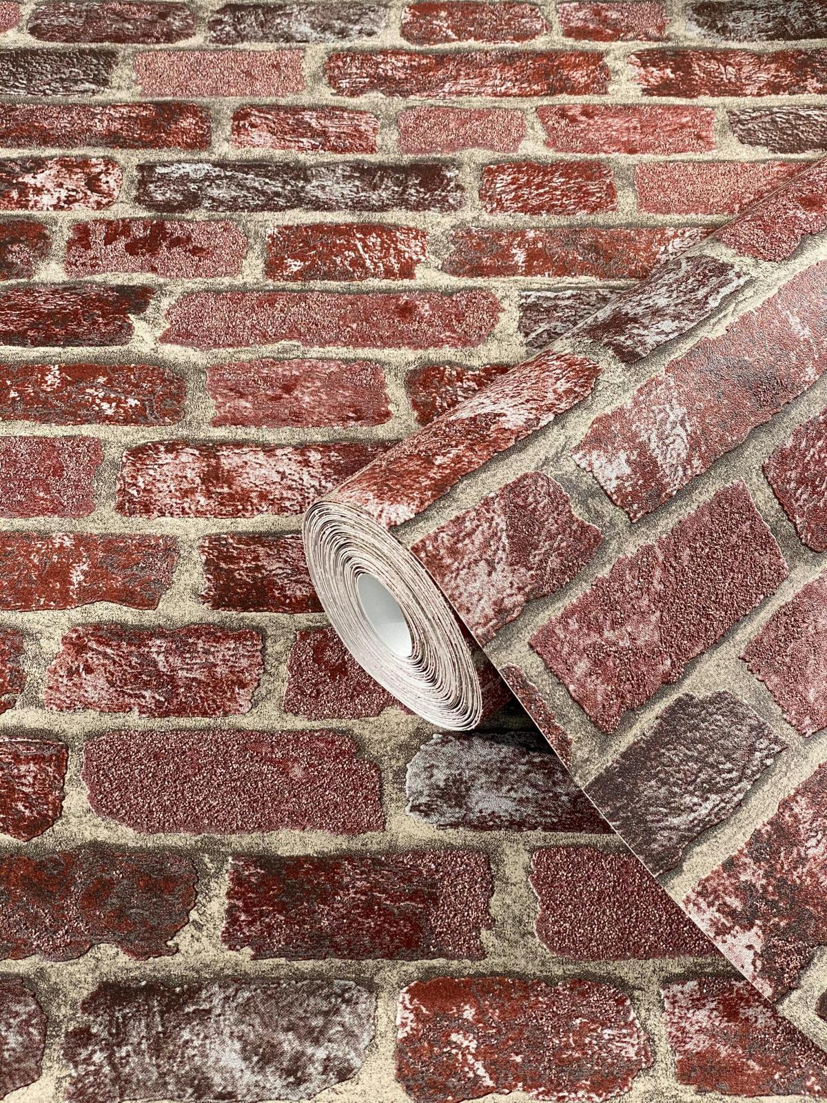 VLIESTAPETE Steinoptik Tapete rot - Rot, Papier (53/1cm) - marburg