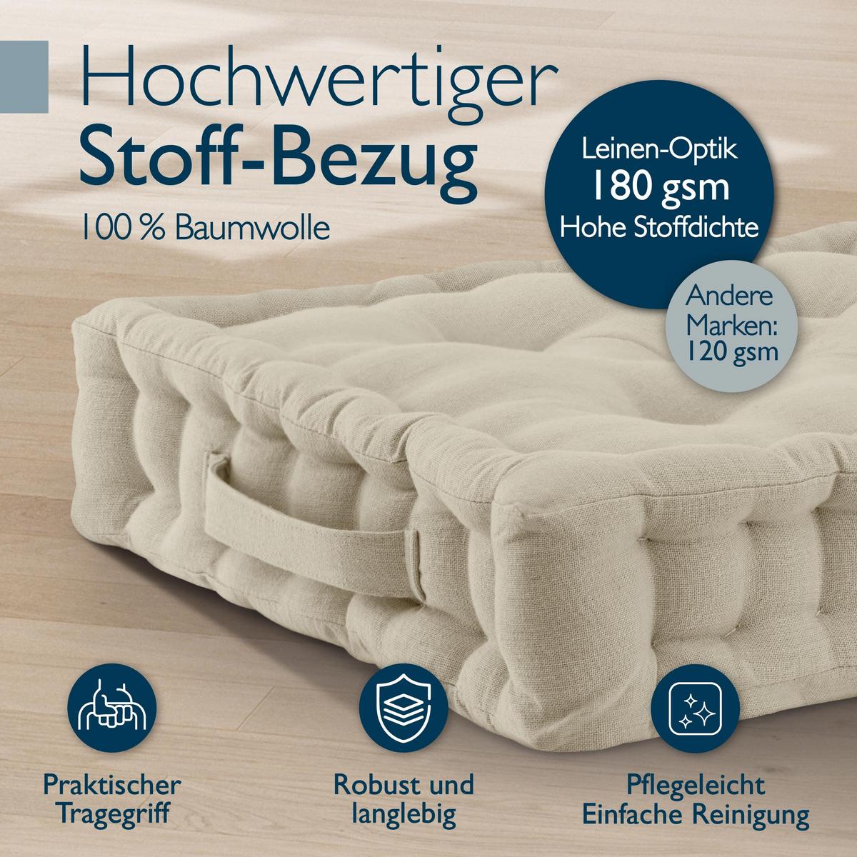 STUHLKISSEN Mila 50/50/10cm Leinen (4tlg) - Naturfarben, Textil (50/50/10cm) - Beautissu 