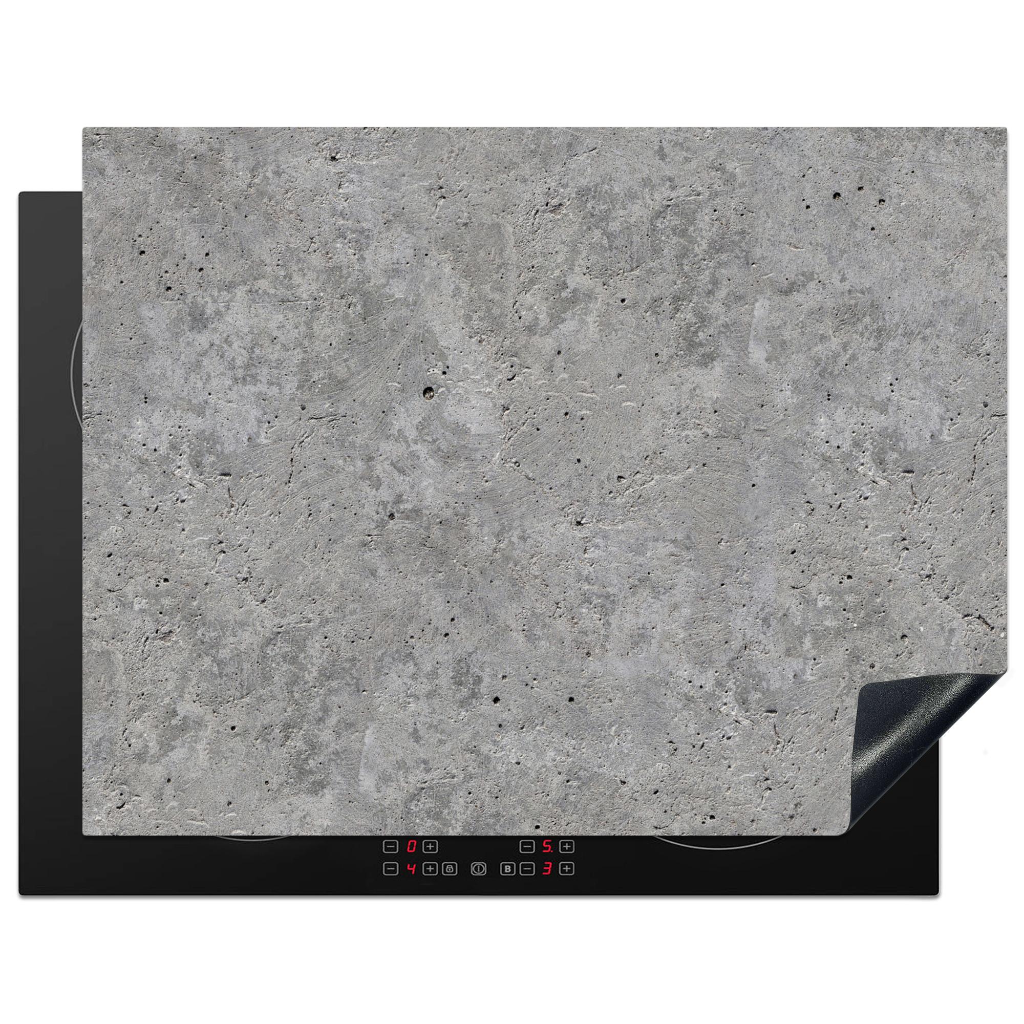 HERDABDECKPLATTE Beton - Schiefer - Grau - Struktur aus Beton Induktionsmatte 77x59 cm - Hellgrau, Kunststoff (77/59/0.2cm) - MuchoWow