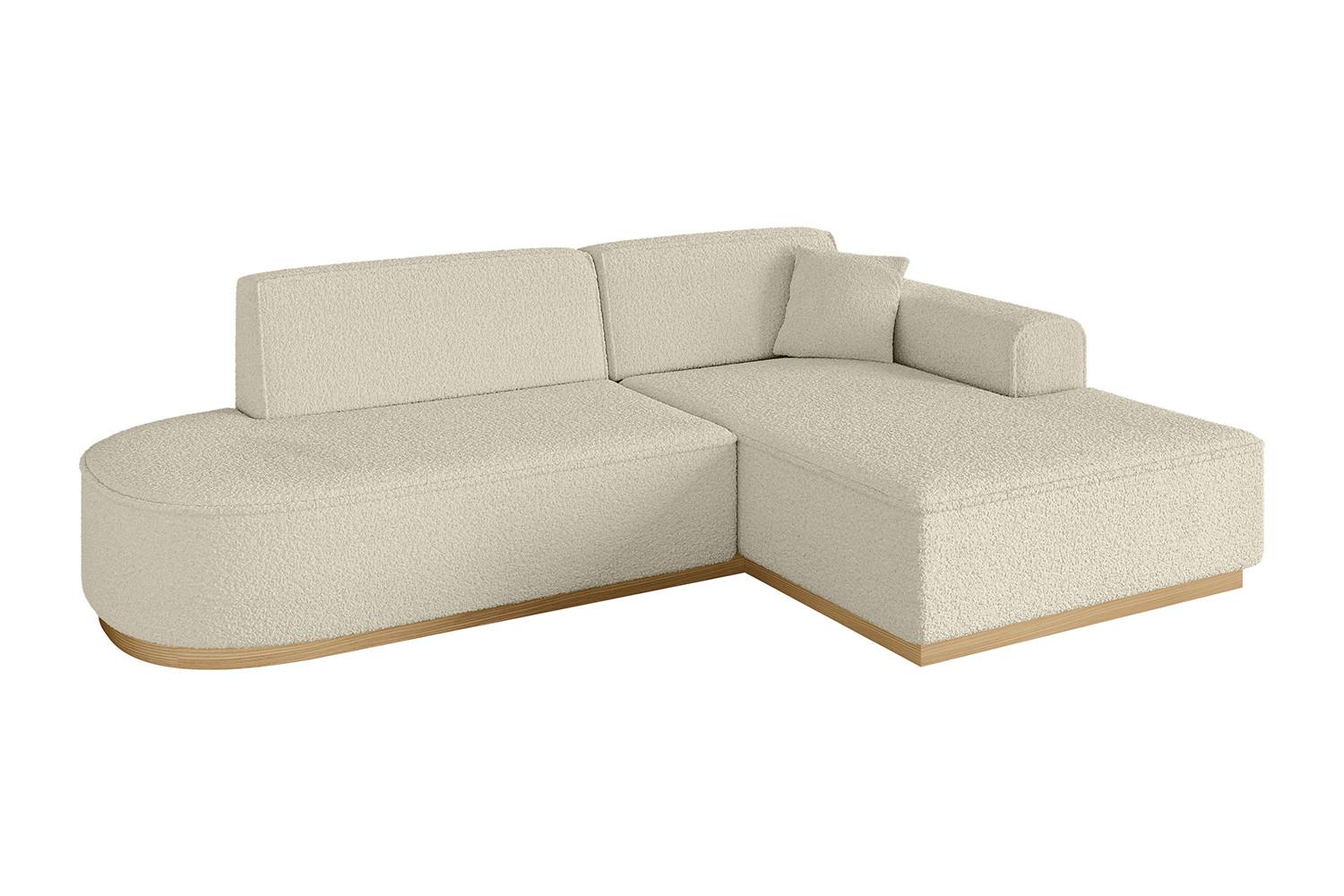 ECKSOFA Ottomane Rechts IREA-L1-v2 - 232x165x80 cm Beige - Hellbraun/Creme, Holzwerkstoff/Textil (232/165cm) - ALTDECOR
