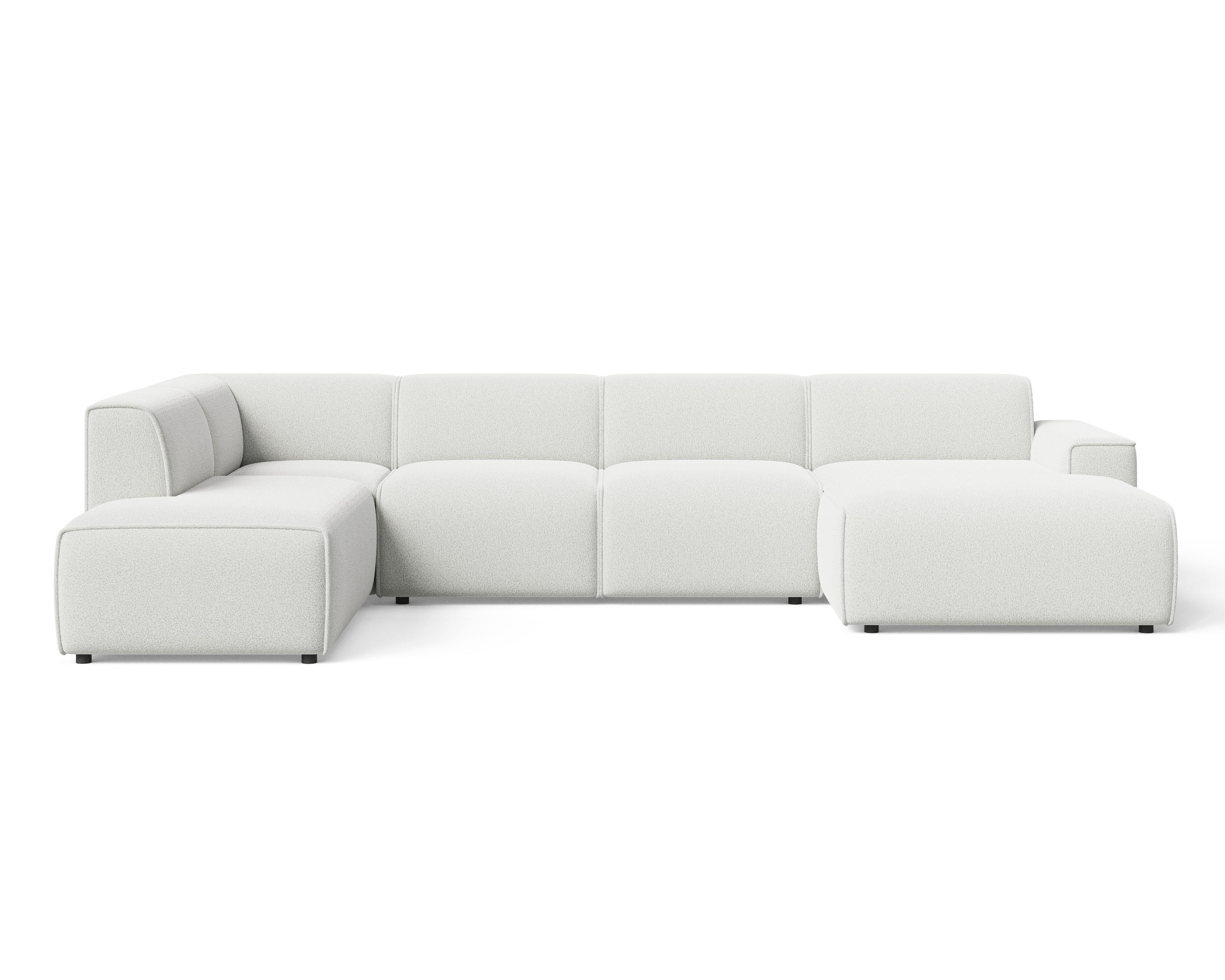 ECKSOFA U Belluno Weiß Links - Schwarz/Weiß, Holz/Kunststoff (378/220cm) - Graingold