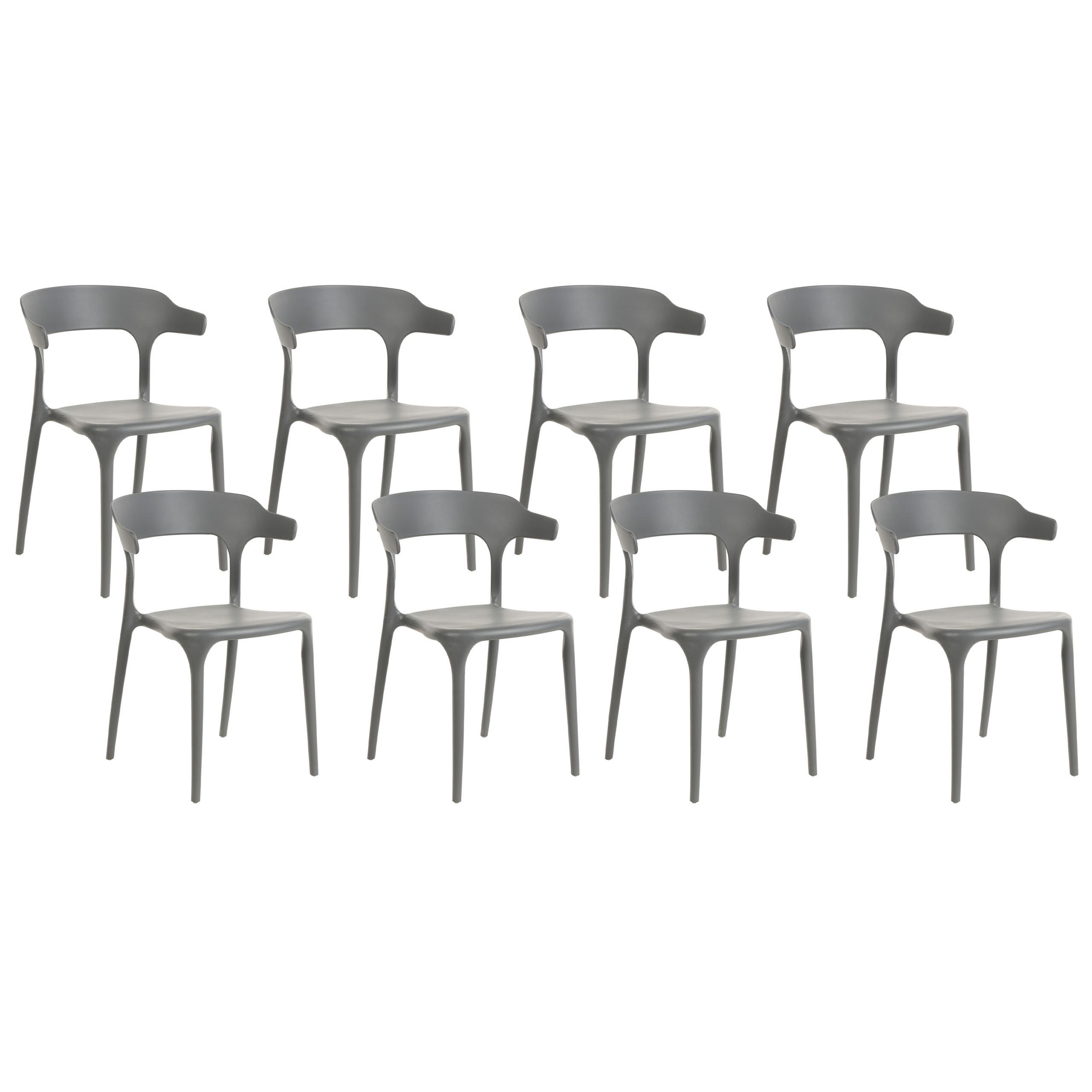 GARTENSTÜHLE 8er-Set Kunststoff grau Gubbio - Grau, Kunststoff (50/76/49cm) - Beliani