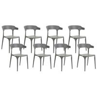 GARTENSTÜHLE 8er-Set Kunststoff grau Gubbio - Grau, Kunststoff (50/76/49cm) - Beliani