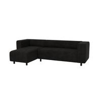 ECKSOFA Tove Schwarz Cord - Ottomane links - Schwarz, Holz/Kunststoff (240/142cm) - S-Style Möbel