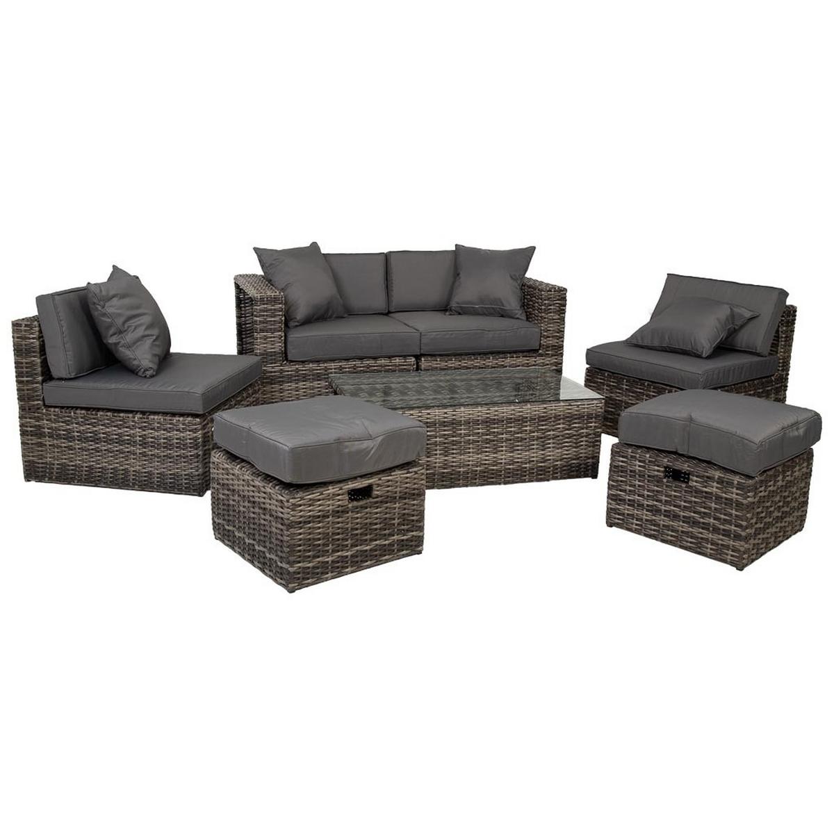 GARTENLOUNGE aus Rattan - Grau, Naturmaterialien - Wanderlust