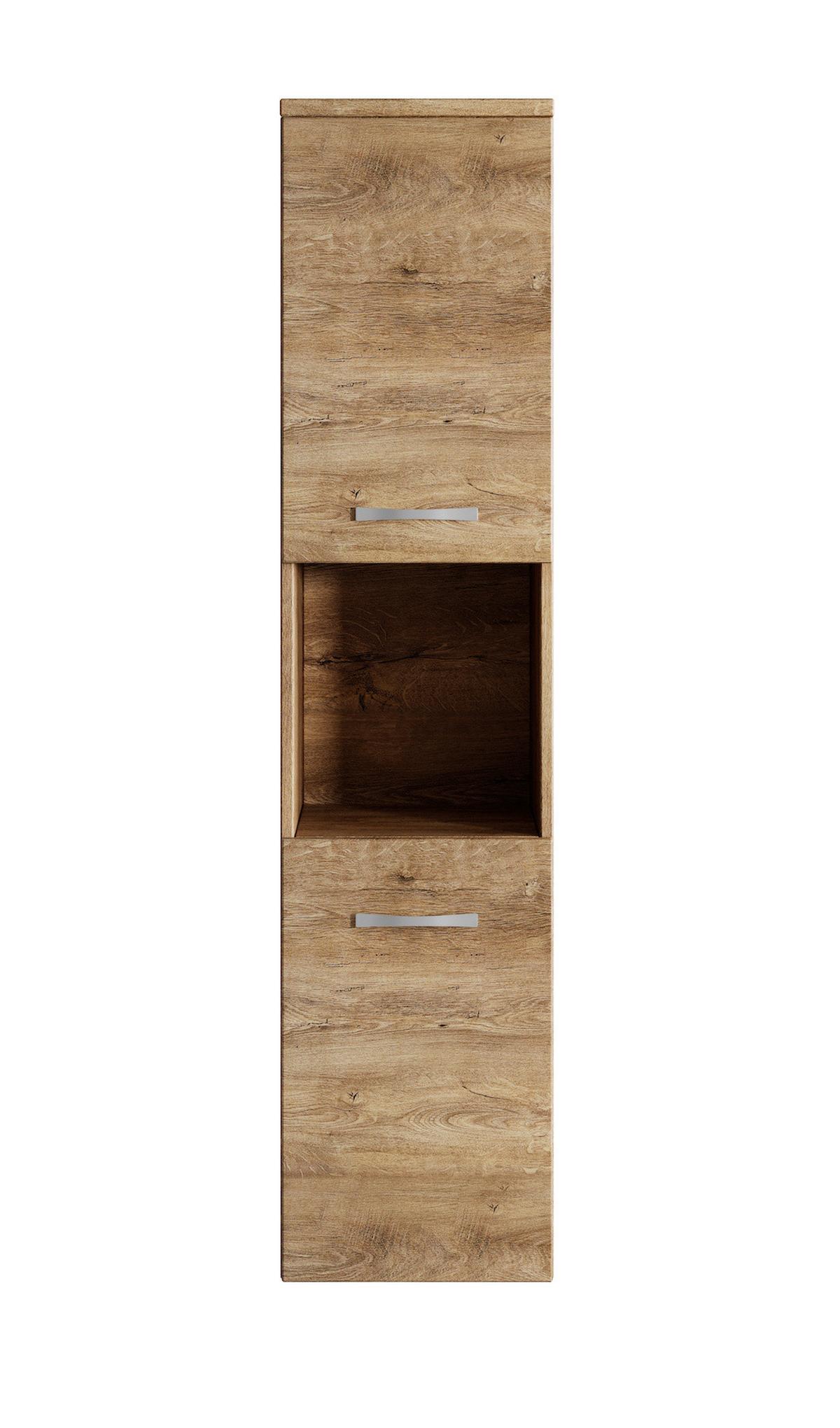 BADEZIMMERSCHRANK Montreal mit 2 Türen Braun Eiche - 30 x 30 x 130 cm - Eichefarben/Braun, Holz (30/131/30cm) - Badplaats