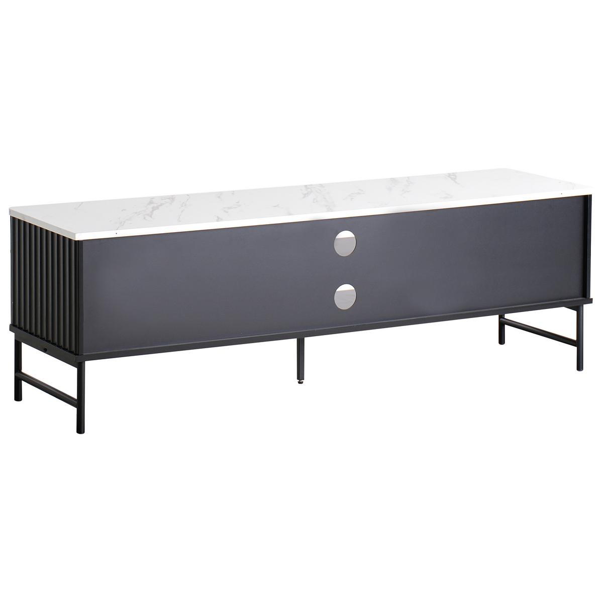 TV-MÖBEL Marmor Optik/Schwarz Glastonbury - Schwarz/Weiß, Holzwerkstoff (140/46/40cm) - Beliani