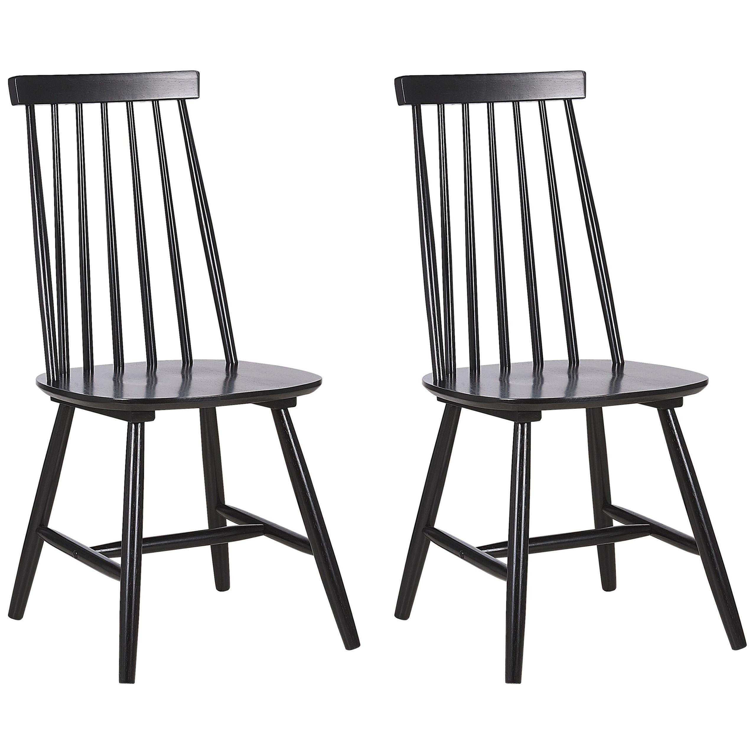 ESSZIMMERSTUHL 2er-Set Gummibaumholz Schwarz Burbank - Schwarz, Holz (45/95/44cm) - Beliani