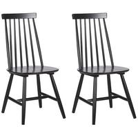 ESSZIMMERSTUHL 2er-Set Gummibaumholz Schwarz Burbank - Schwarz, Holz (45/95/44cm) - Beliani