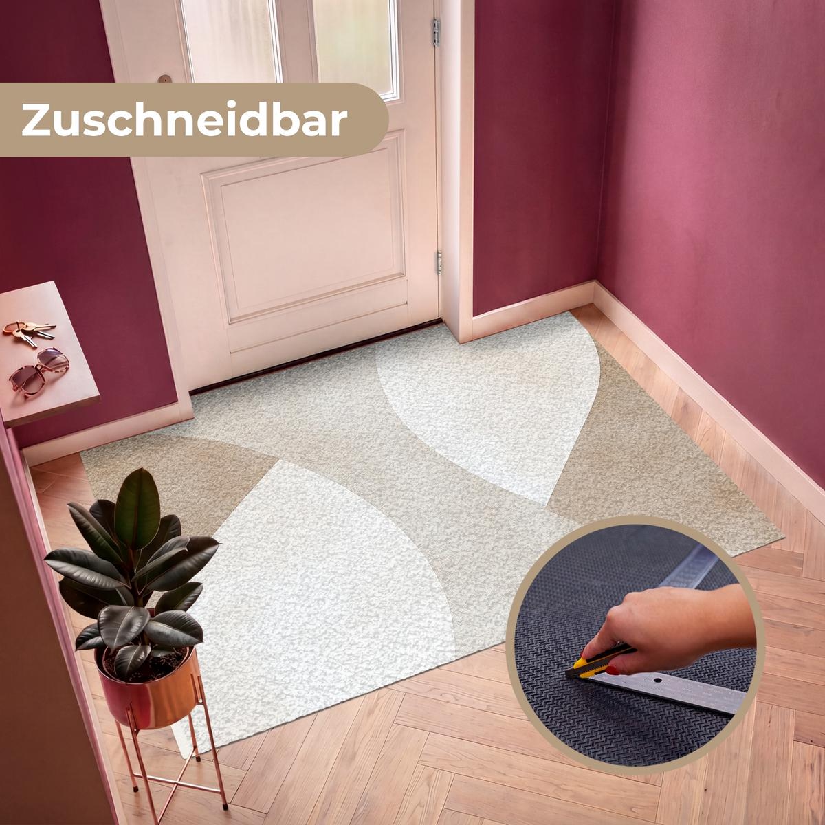 FUSSMATTE Braun - Japandi - Abstrakt Schmutzfangmatte 180x120 cm - Beige, Kunststoff (180/0.4cm) - MuchoWow