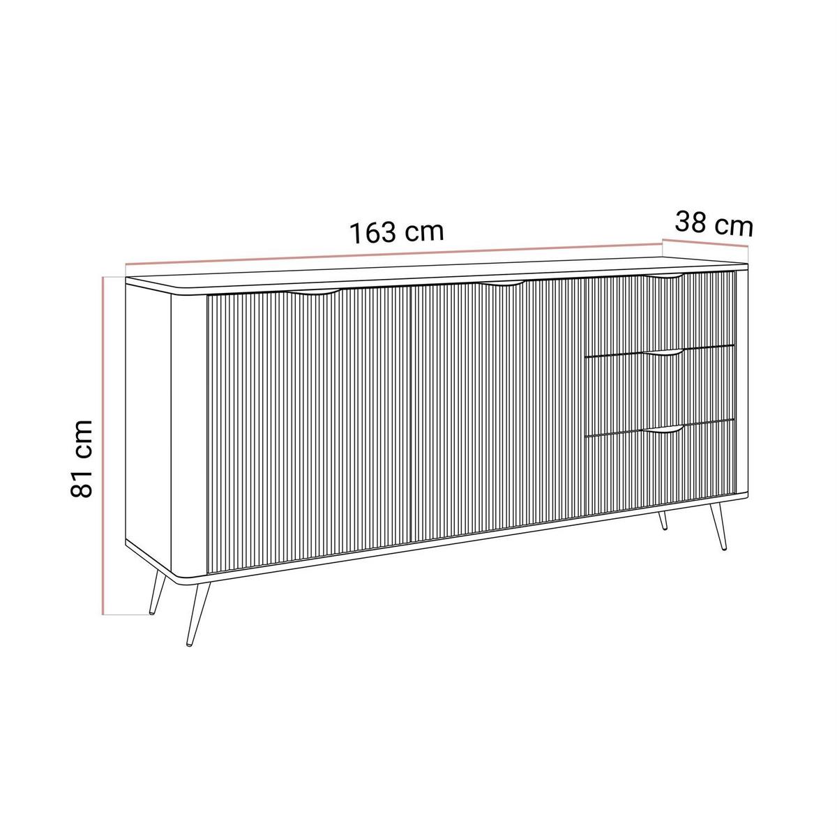 SIDEBOARD SCARLETT 163 2D3S MIT SCHUBLADEN BEIGE + GOLD - Beige, Holzwerkstoff (163/81/38cm) - Lookway