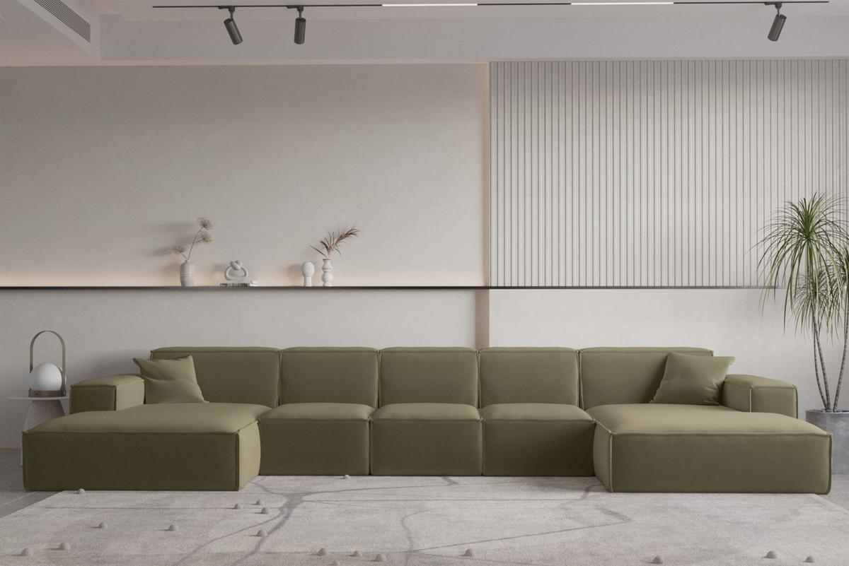 WOHNLANDSCHAFT Celes Premium Xl Opera - Olivgrün, Holzwerkstoff/Textil (462/73/165cm) - Fun Möbel