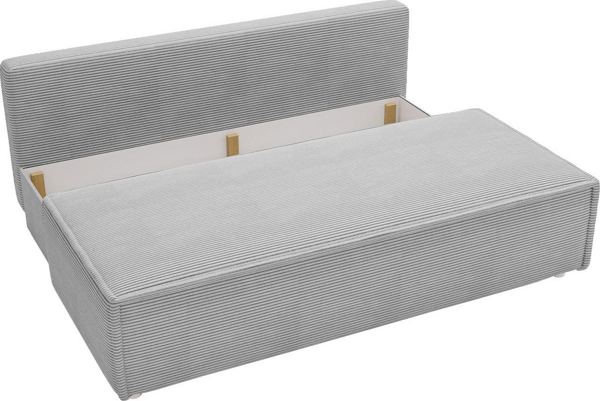 SCHLAFSOFA Diana mit Bettkasten, Hellgrau 200/89/100 cm - Edelstahlfarben/Silberfarben, Textil/Metall (200/89/100cm) - WFL GROUP