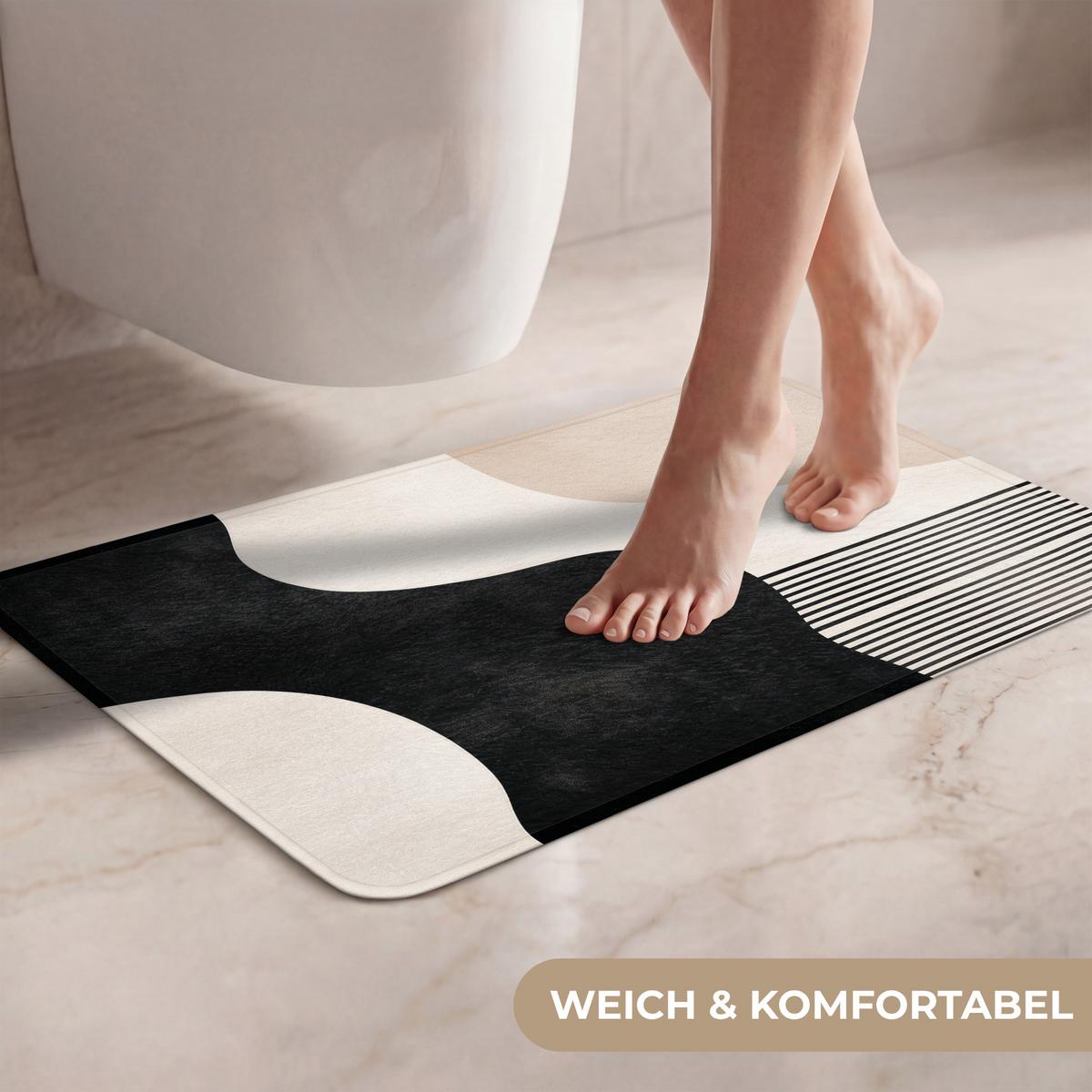 WC-VORLEGER Abstrakt - Japandi - Beige - Modern Toilettenvorleger 60x40 cm - Beige, Textil (60/1cm) - OnlyWow