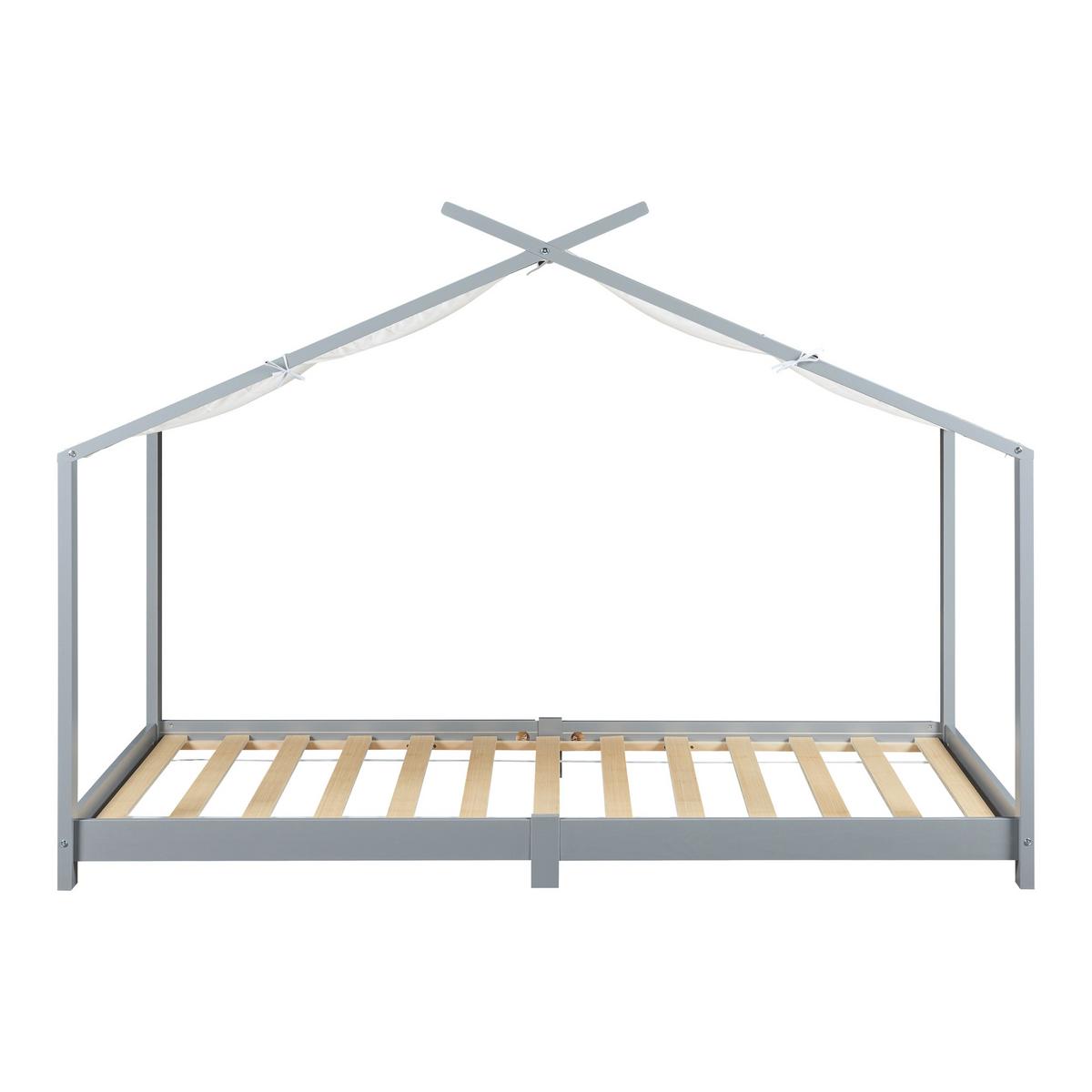 HAUSBETT Brome - Grau, Holz/Textil (90/200cm) - [en.casa]