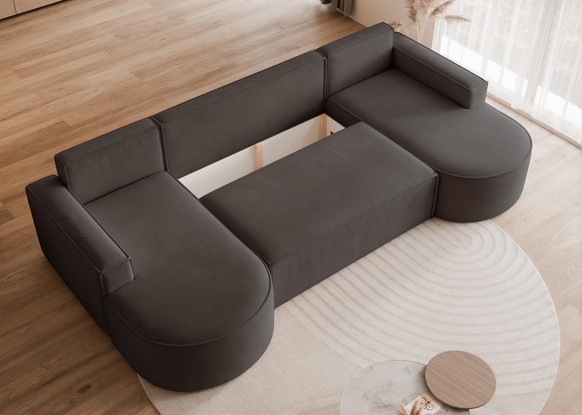 WOHNLANDSCHAFT SOFIA mit Schlaffunktion und Bettkasten Anthrazit - Schwarz, Textil (316/88/157cm) - Idohome