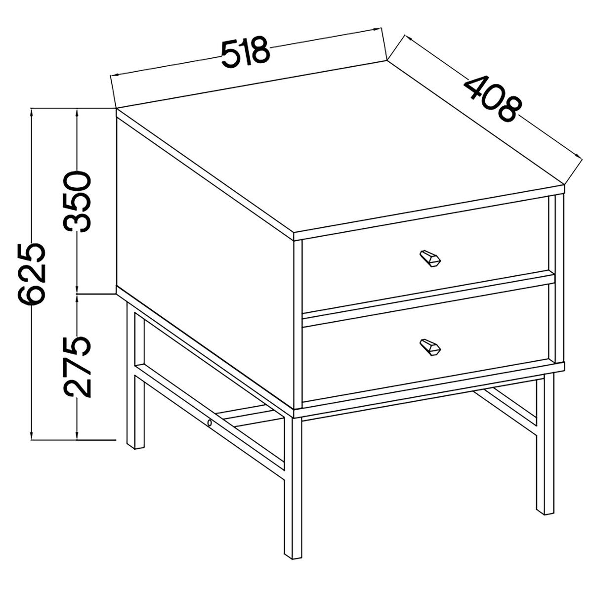 NACHTTISCH TORINO 51,8/62,5/40,8 cm Graphitfarben - Graphitfarben, Holzwerkstoff (51.8/62.5/40.8cm) - MASSENO