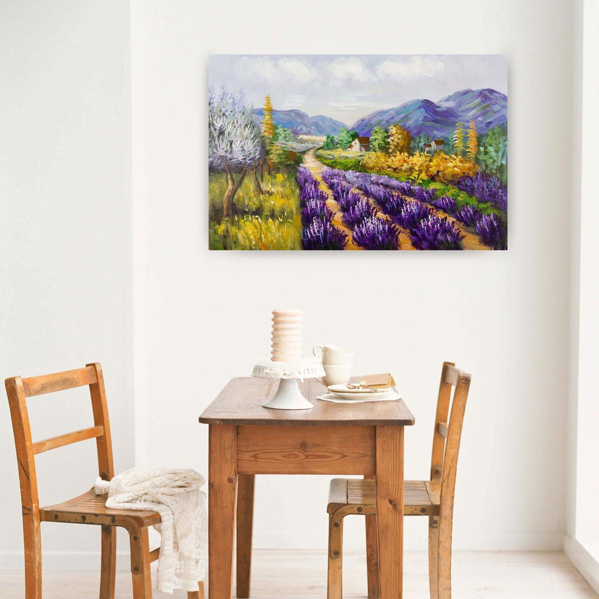 ACRYLBILD HANDGEMALT 90/60 cm - Lila, Holz/Textil (90/60cm) - KUNSTLOFT