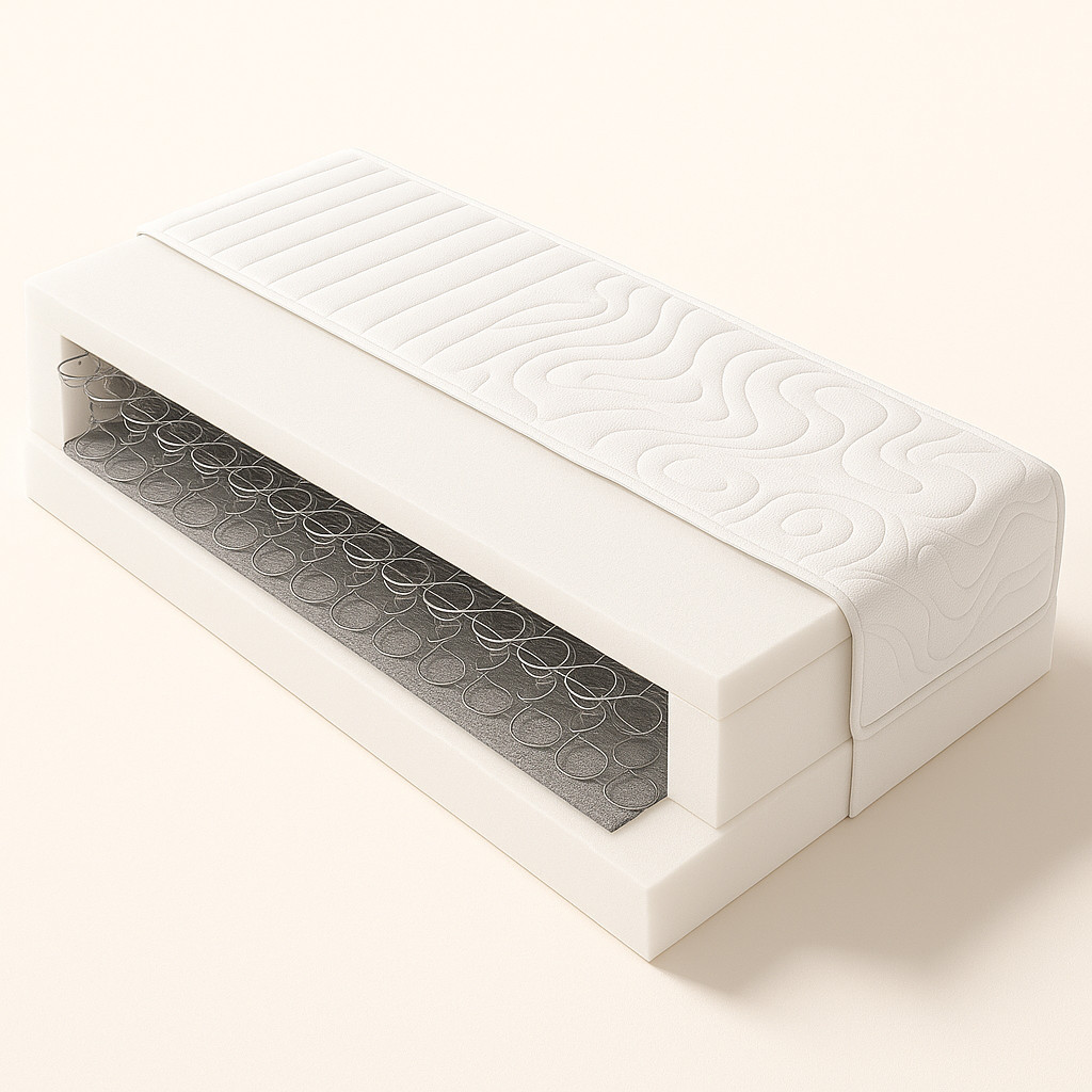 Bonellfederkernmatratze auf beigen Hintergrund