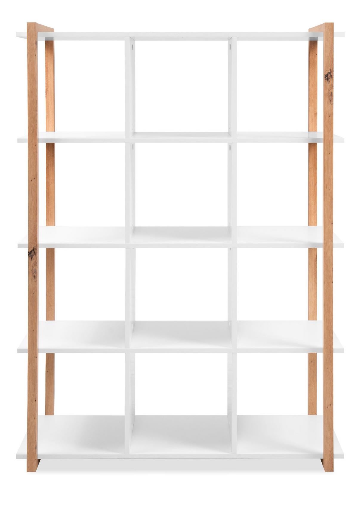 REGAL weiß, Eiche Artisan 107 x 145 cm, Bücherregal mit 12 Fächern - Weiß/Eiche Artisan, Holzwerkstoff (107/145/39cm) - Furn.Design