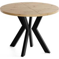 ESSTISCH Savio rund ausziehbar verlängerbar, Eiche Artisan Hellbraun 80-130/80/77 cm - Schwarz/Eiche Artisan, Holz/Holzwerkstoff (80/130/77cm) - WFL GROUP