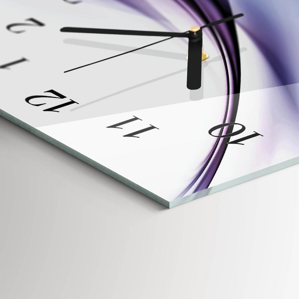 WANDUHR aus Glas 60x30 cm - Farbwellen - Lila, Glas (60/30/0.4cm) - TULUP