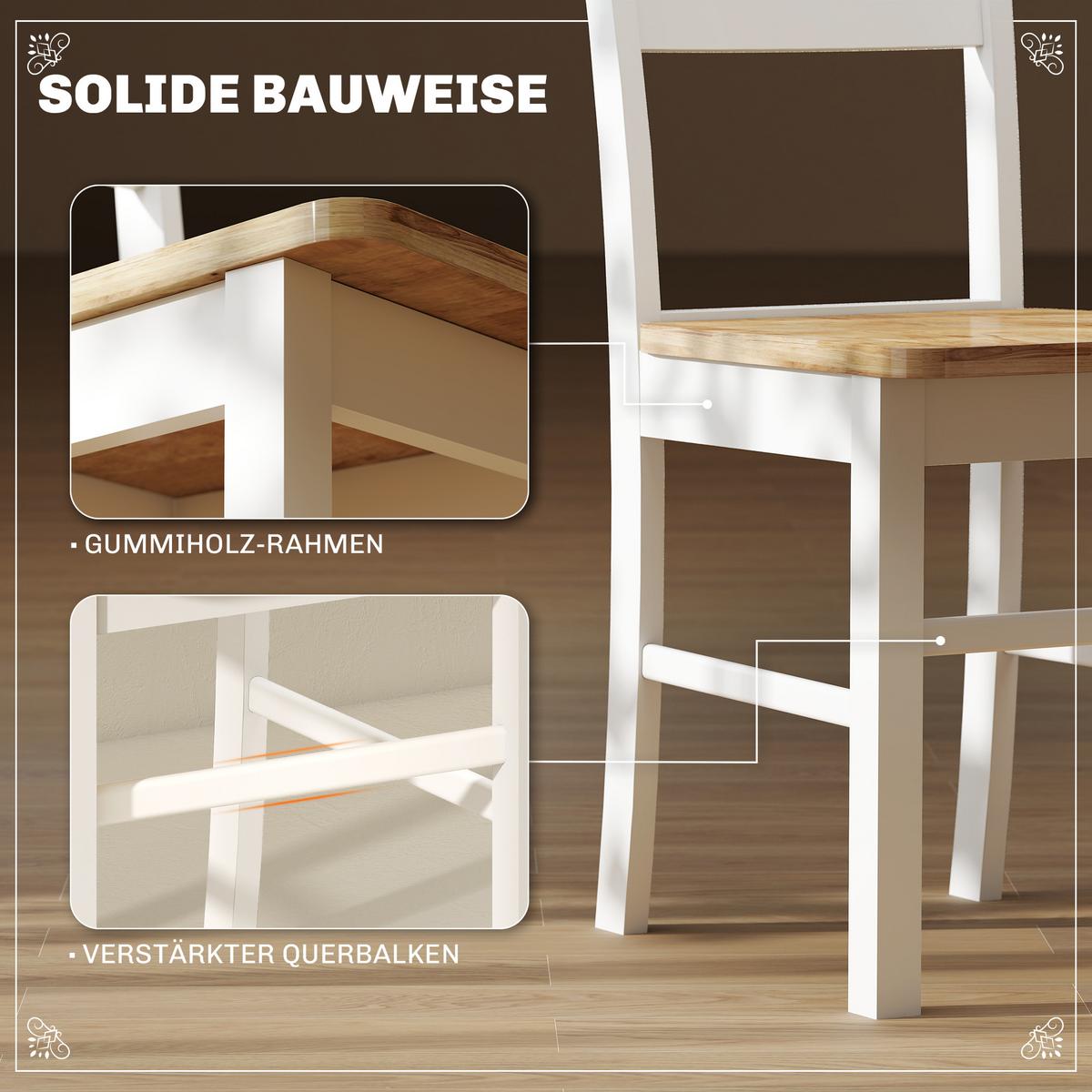 ESSTISCH 69 x 69 cm Esszimmerstühle 2er Set Küchentisch für 2-4 Personen Eiche - Eichefarben/Weiß, Holz (69/75/69cm) - HOMCOM