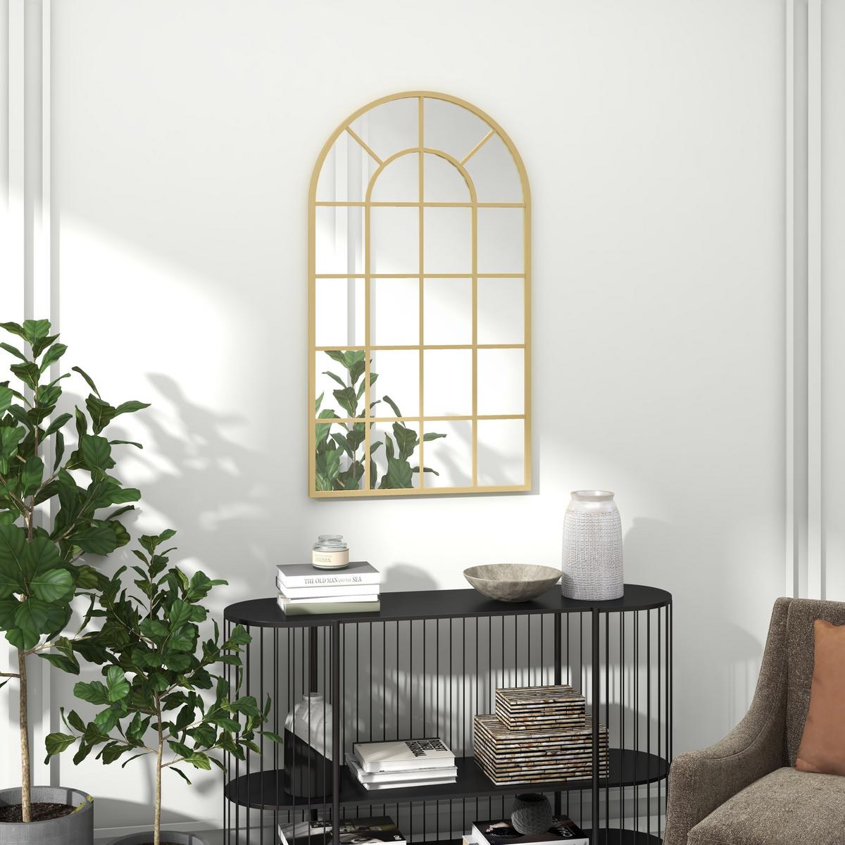 WANDSPIEGEL Garderobenspiegel 110 x 65cm Flurspiegel mit Metallrahmen - Goldfarben, Glas (65/2.5/110cm) - HOMCOM