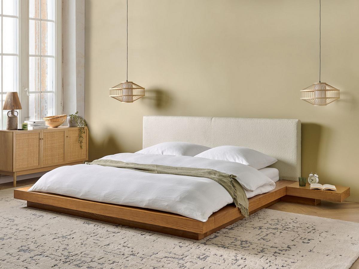 BETT mit Lattenrost 180/200 cm MDF-Platte Hellbraun Zen - Hellbraun, Holz (180/200cm) - Beliani
