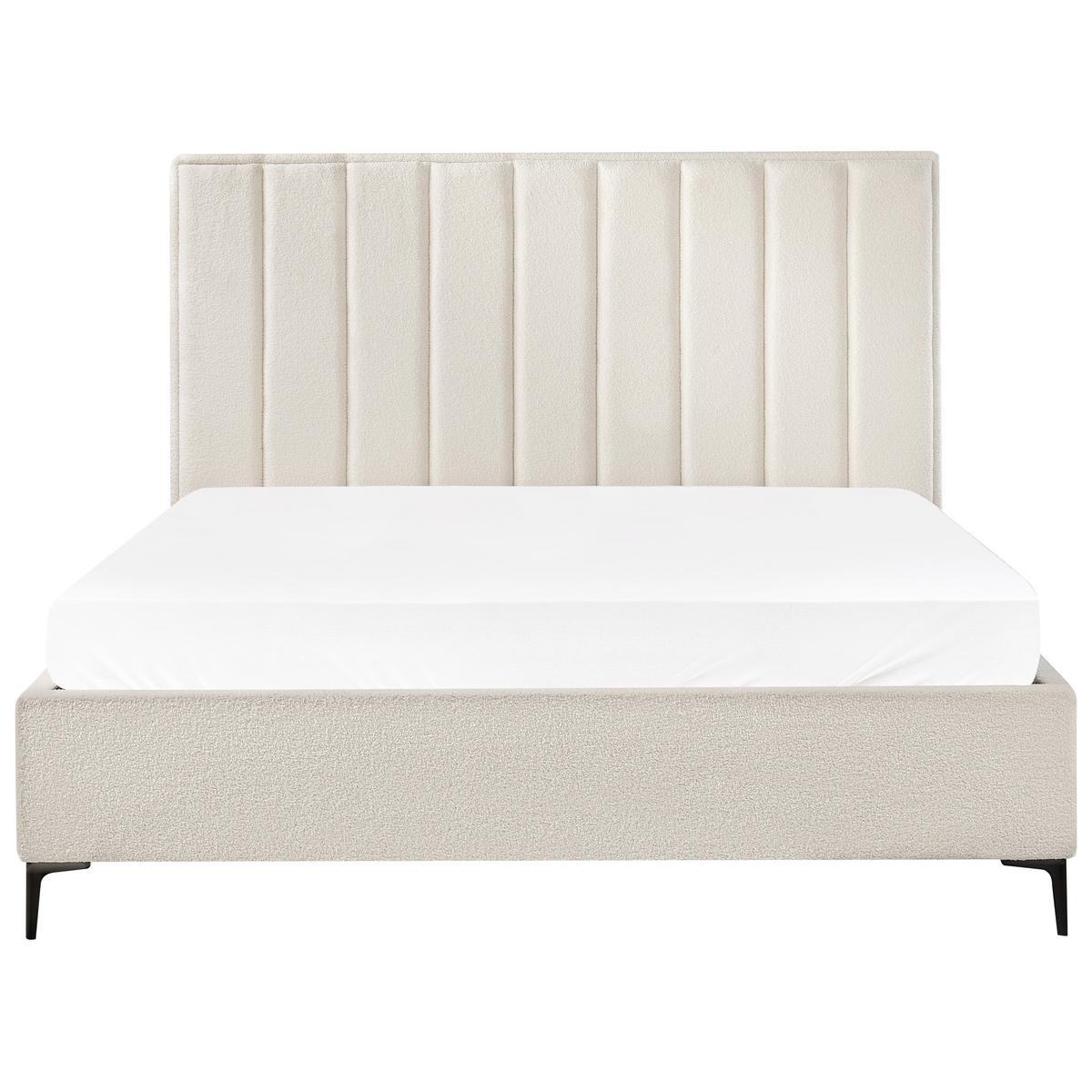 BETT mit Stauraum 180/200 cm Cremeweiß Sezanne - Schwarz/Weiß, Textil (180/200cm) - Beliani
