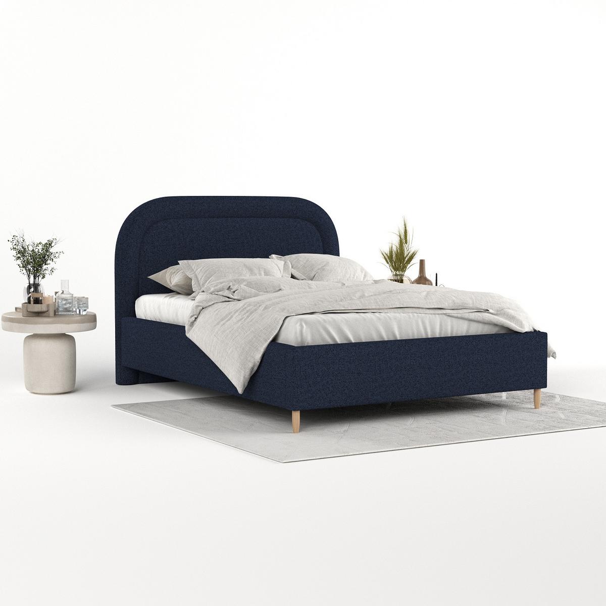 POLSTERBETT Zoya 120/200 cm Marineblau im Riva Stoff - Naturfarben/Dunkelblau, Holz/Holzwerkstoff (120/200cm) - AltaBeds