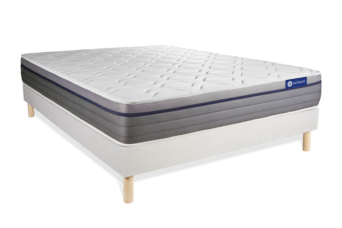 BETT Actilatex zen Latex und Memory-Schaum 120 x 190 cm h1 - Kit Bettgestell Weiß - Beige/Weiß, Karton/Holz (120/190cm) - ACTISOM