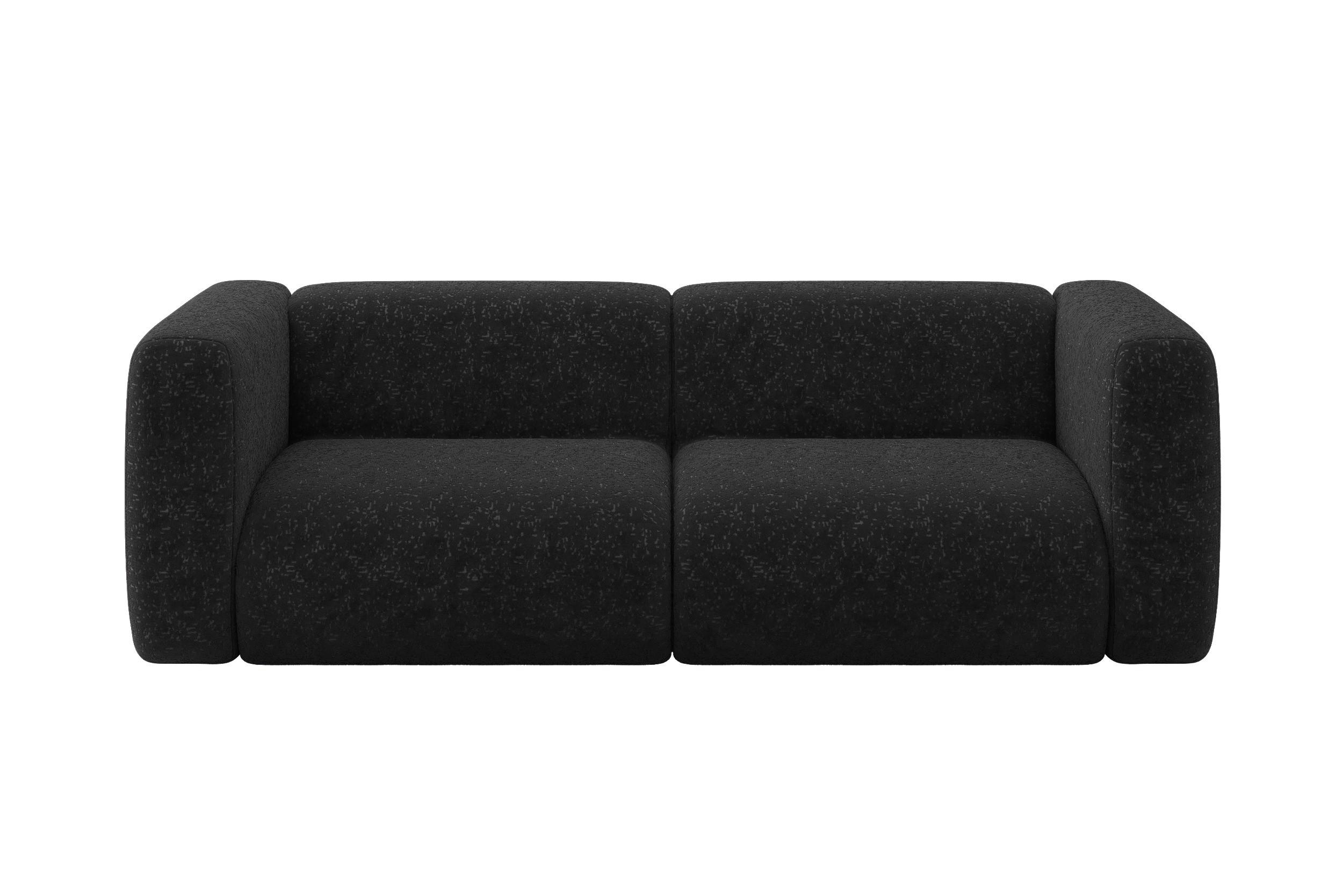 MODULARES Sofa 2-SITZER MIRA-S1 228x89x70 Schwarz cm Velours - Schwarz, Holzwerkstoff/Kunststoff (228/70/89cm) - ALTDECOR