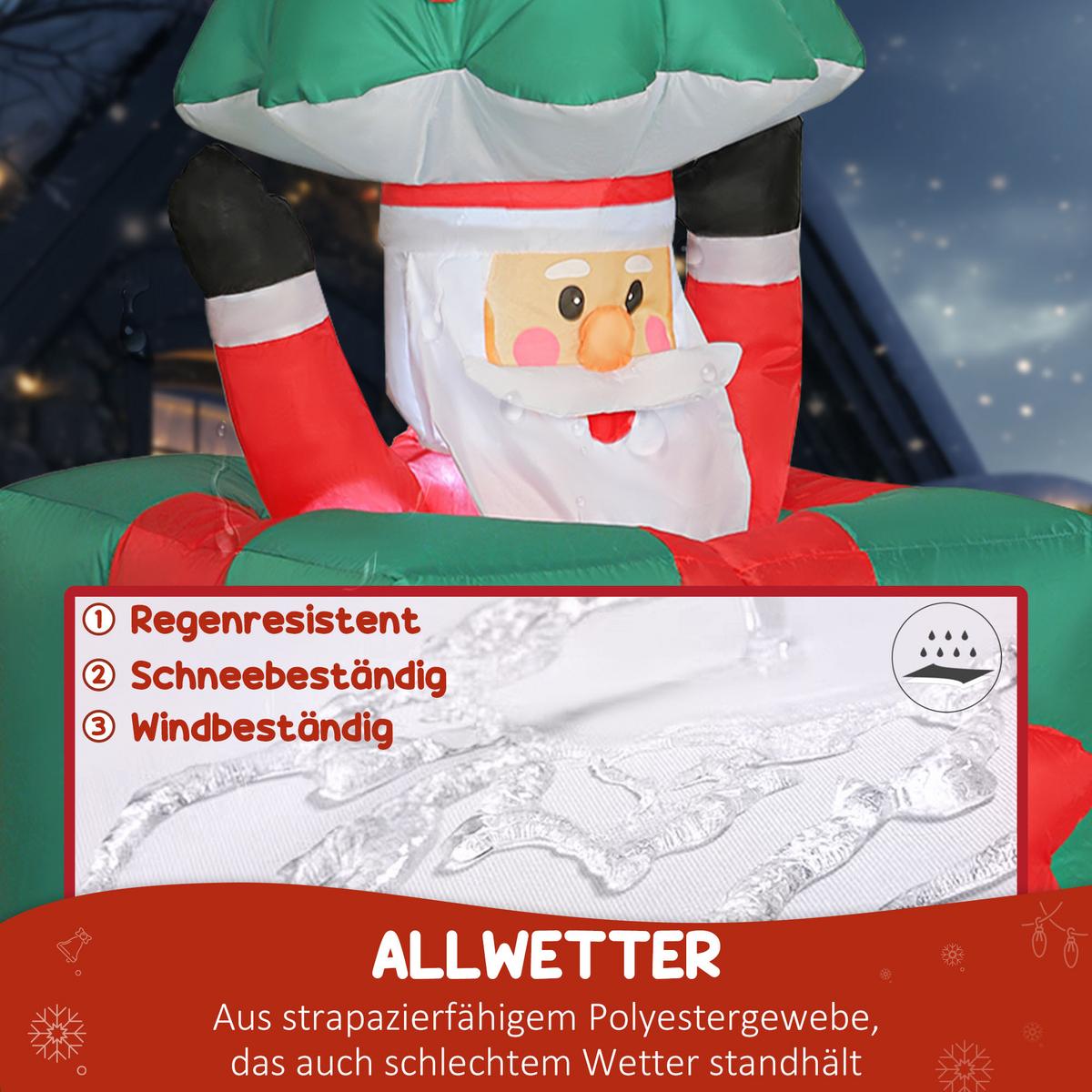 AUFBLASBARER Beweglicher Weihnachtsmann aus Geschenkbox mit Weihnachtsbaum - Multicolor, Textil (67/213/80cm) - Outsunny