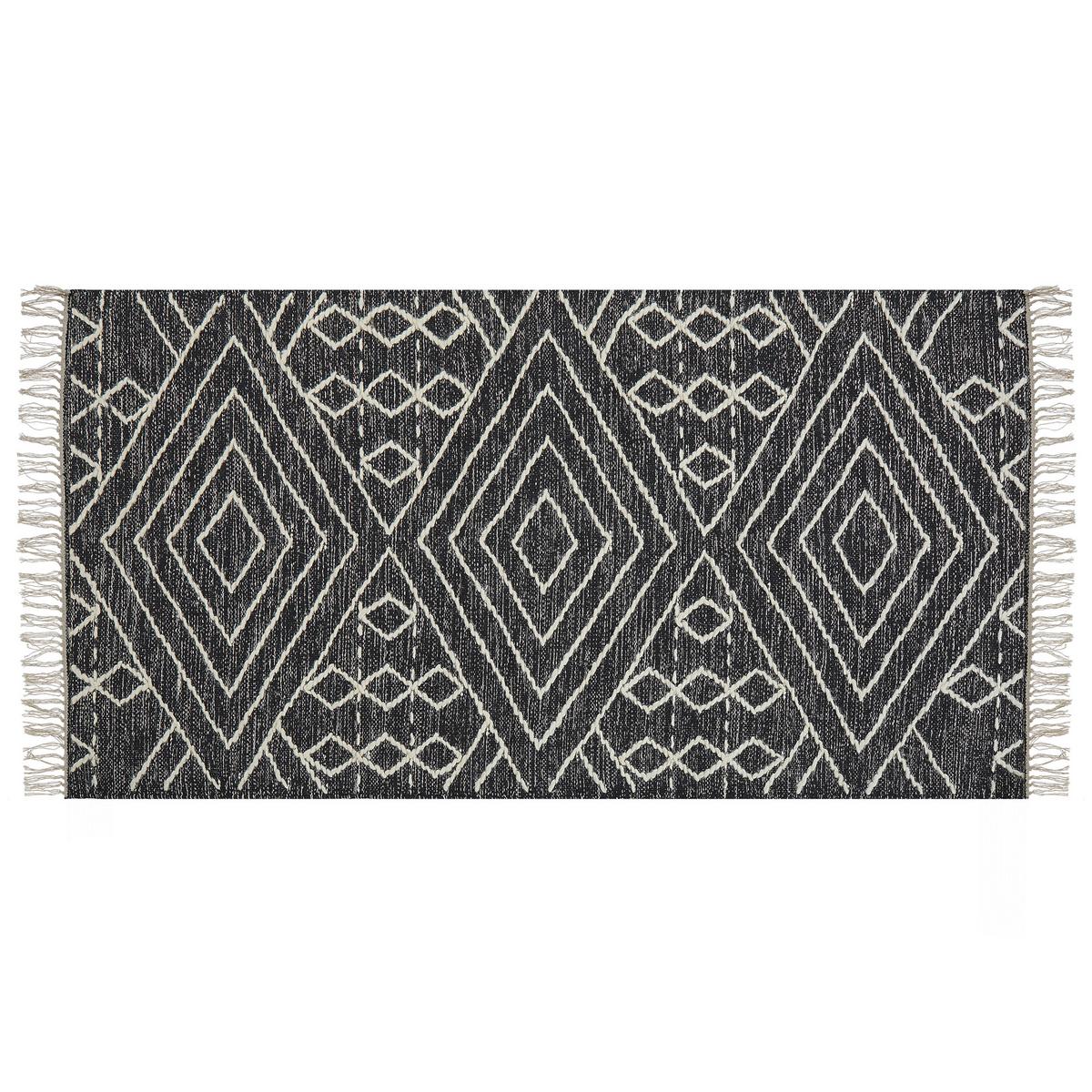 KURZFLOR-TEPPICH Khenifra 150/80 cm - Schwarz, Textil (80/150cm) - Beliani