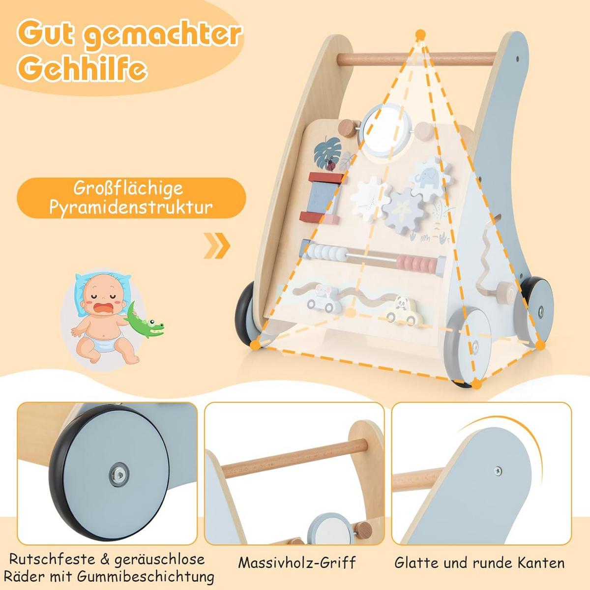 BABY-LAUFLERNHILFE blau - Blau, Holzwerkstoff (35/46/31cm) - COSTWAY