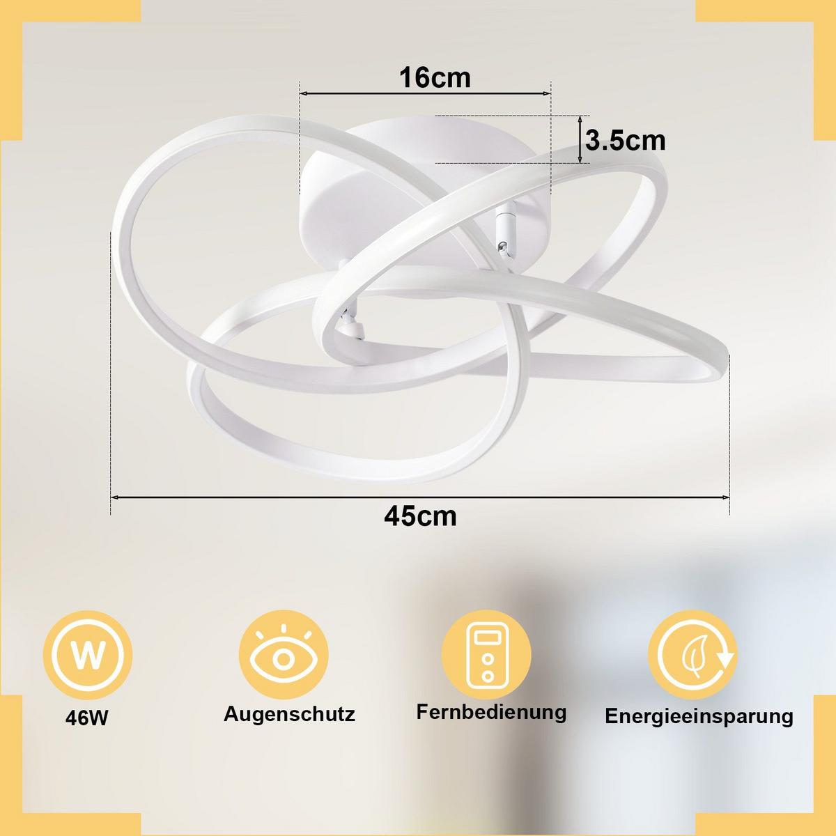 LED DECKENLEUCHTE FORD II 42/45/16 cm - Weiß, Metall (45/42/16cm) - Nettlife