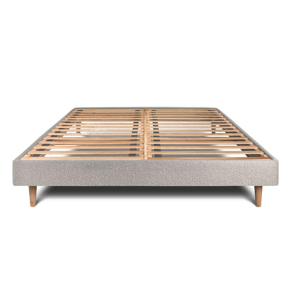 LATTENROST – Bouclé-Stoff– Bausatz zur Selbstmontage - 180x200 cm - Beige/Grau, Karton/Holz (180/200cm) - Sommeil de Plomb