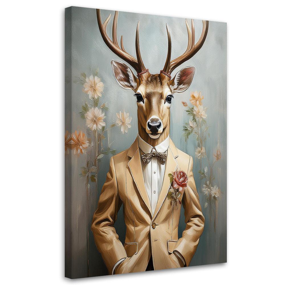 WANDBILD eleganter hirsch abstrakter boho - Grau, Textil (40/60cm) - Feeby