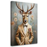 WANDBILD eleganter hirsch abstrakter boho - Grau, Textil (40/60cm) - Feeby