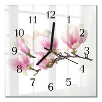 WANDUHR aus Glas 30x30 cm - Magnolie - Pink, Glas (30/30/0.4cm) - TULUP