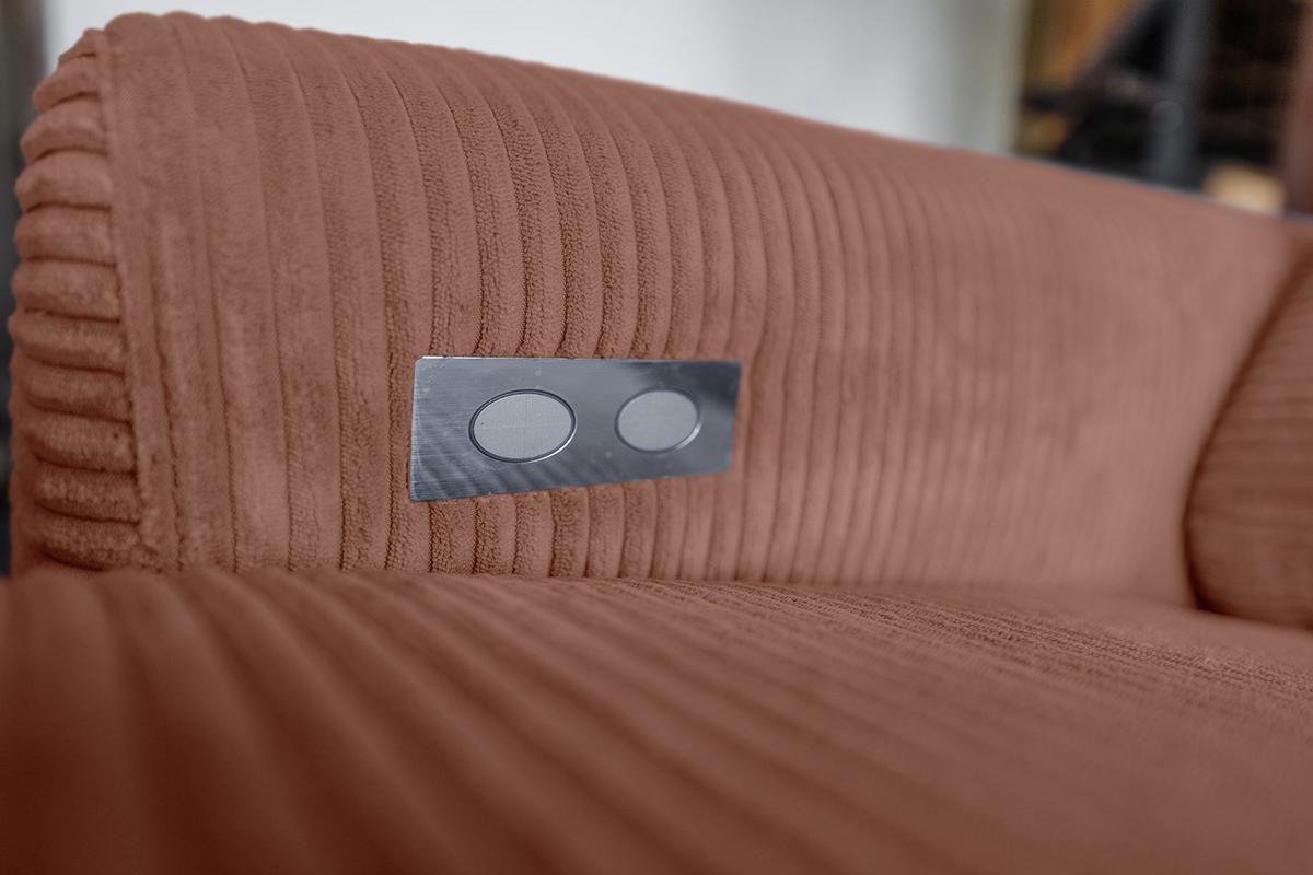 ECKSOFA LAISKA Braun Cord - Schwarz/Braun, Textil/Metall (282/177cm) - KAWOLA