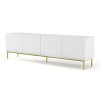 TV LOWBOARD Weiß, Weiß Hochglanz, Gold 200/58/42 - Weiß Hochglanz/Weiß, Holzwerkstoff (200/58/42cm) - RAUMHIRSCH FURNITURE