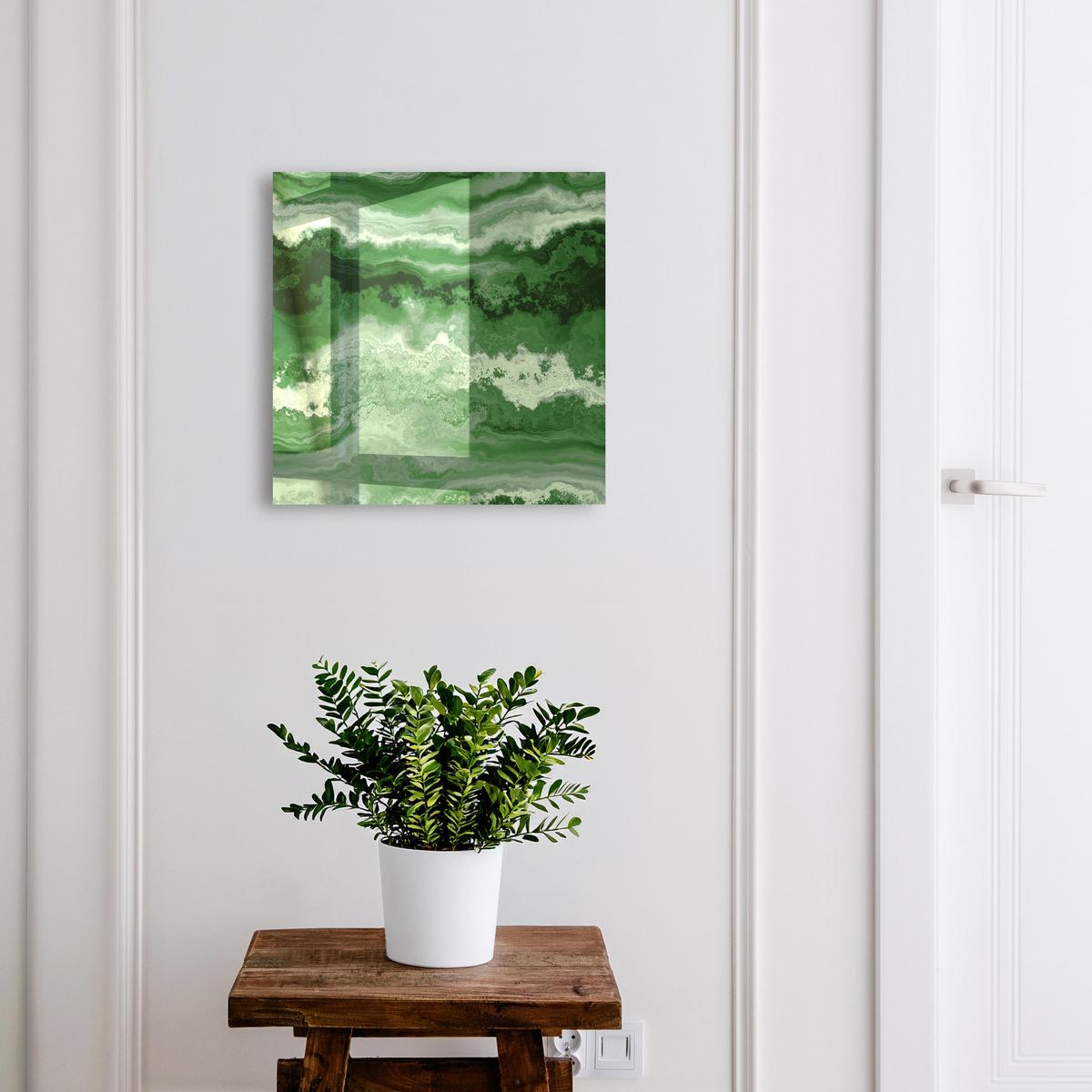 SCHLÜSSELBOX Schwarz 30x30 cm- Türöffnung nach rechts - Grüne Struktur - Grün, Metall (30/30/5cm) - TULUP
