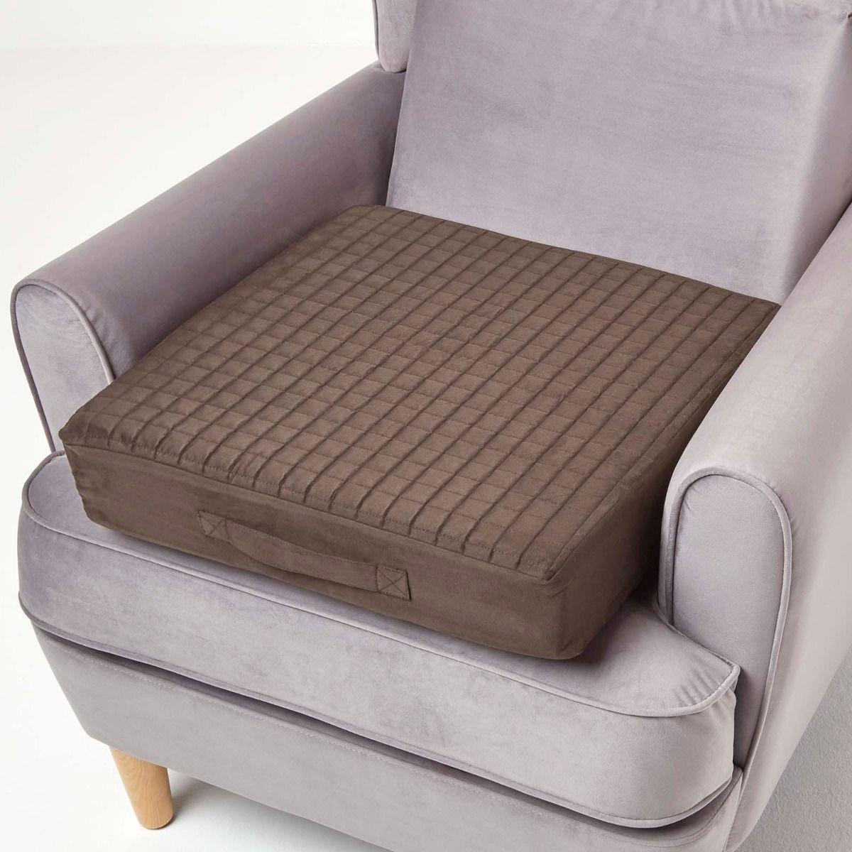 SITZKISSEN orthopädisch 50/50/10 cm – Velours Sesselkissen braun - Braun, Textil (50/50/10cm) - Homescapes