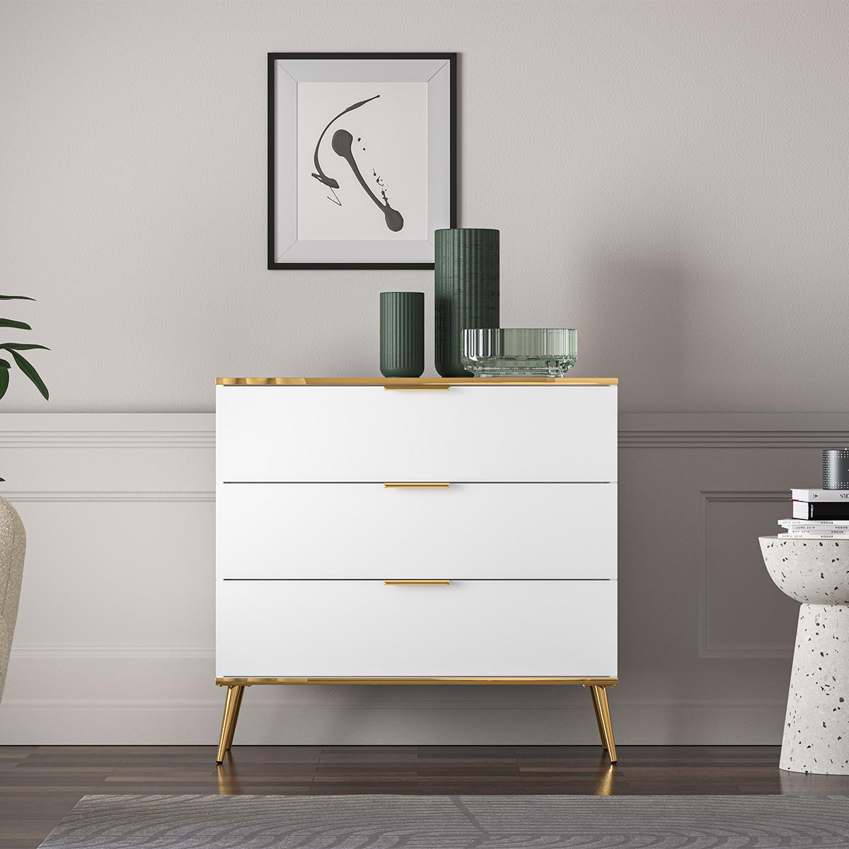 KOMMODE Zora Weiß - Weiß, Holzwerkstoff (92/88/40cm) - Petits-meubles