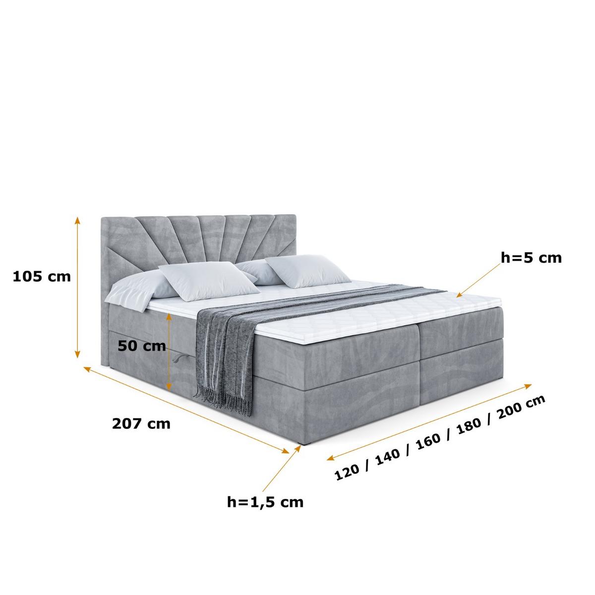 BOXBETT mit Matratze H4 und Lattenrost - MILTIO - 180x200 cm - H4 - Grau - Grau, Holzwerkstoff (180/200cm) - ALTDECOR