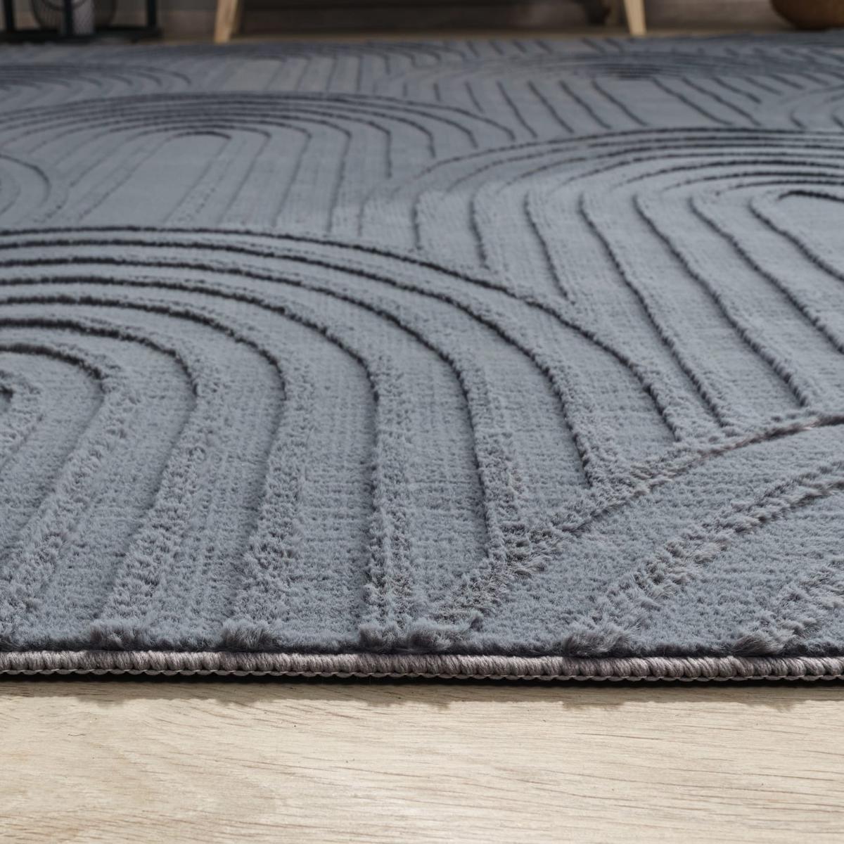 FLACHWEBETEPPICH Boho Anthrazit 80 x 150 cm - Anthrazit, Kunststoff (80/150cm) - TT Home